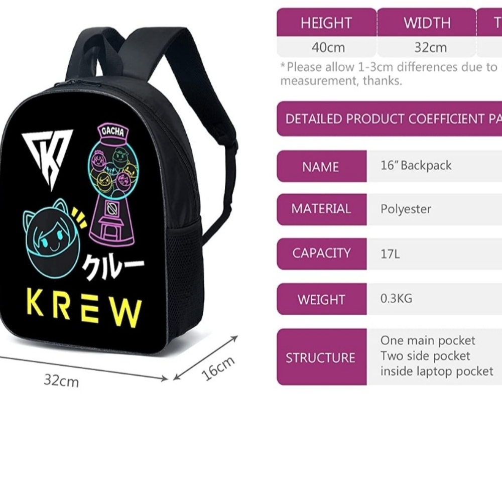 Cartoon Lightweight Waterproof Backpack - Picture 2 of 10